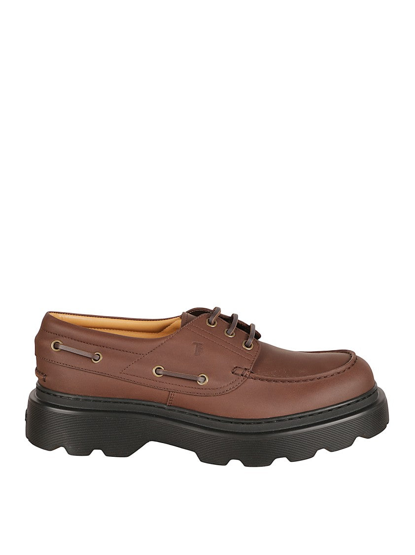 Tod's Brown Calfskin Flat Shoes