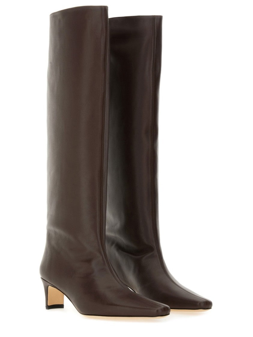 Staud Knee-High Brown Lamb Leather Boots