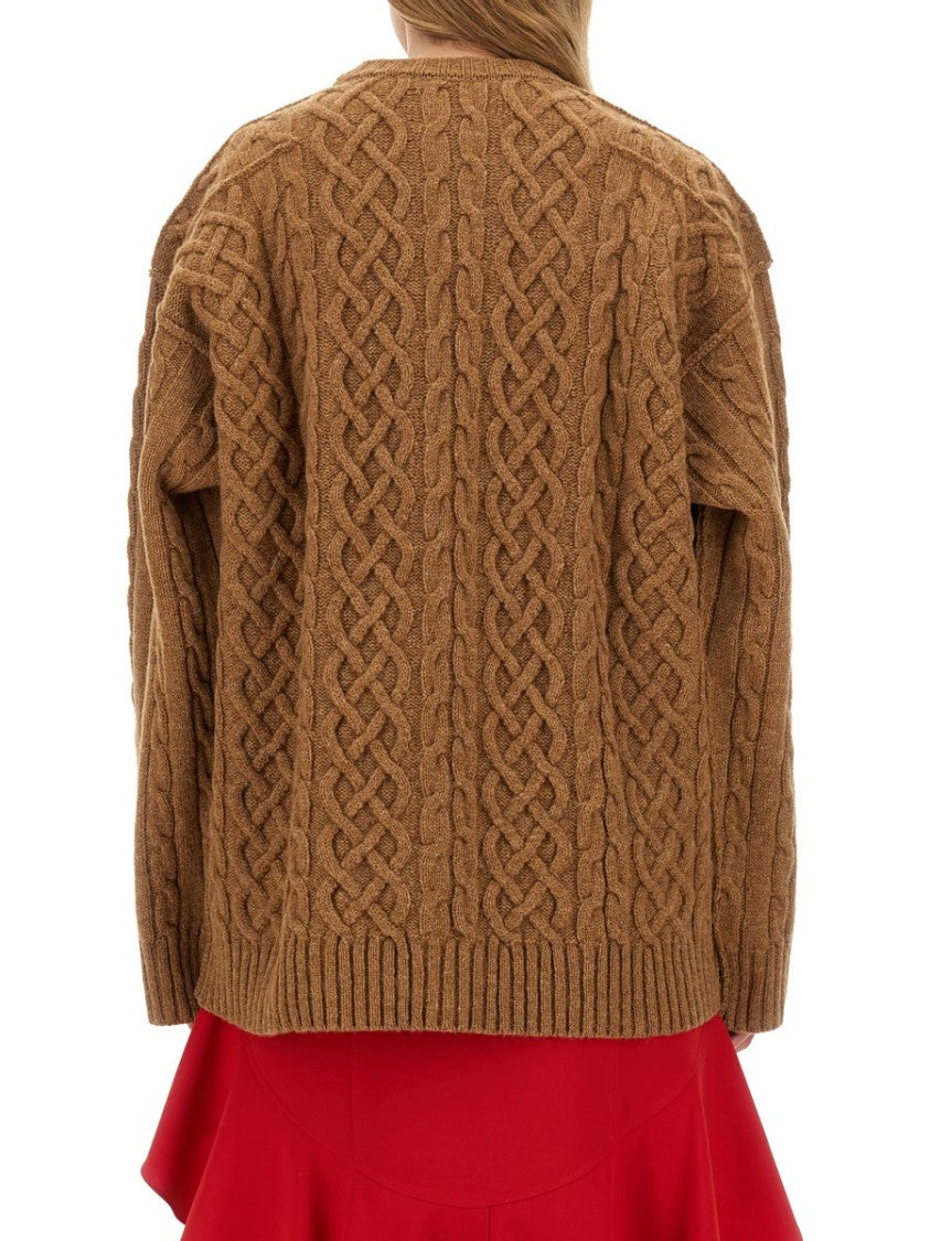 Moschino Textured Cable Knit Oversize Fit Jersey