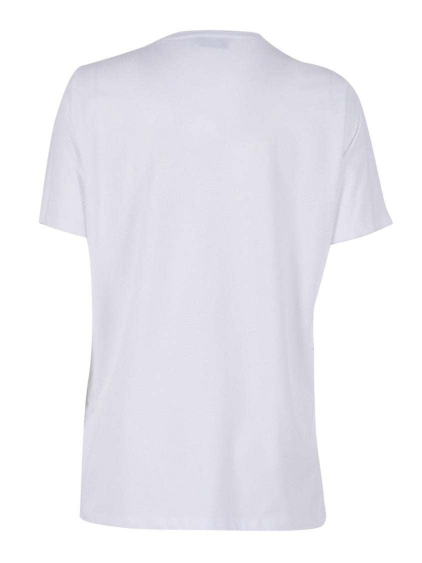 Elisabetta Franchi Short-Sleeve Cotton Top With Decorative Chain Detail