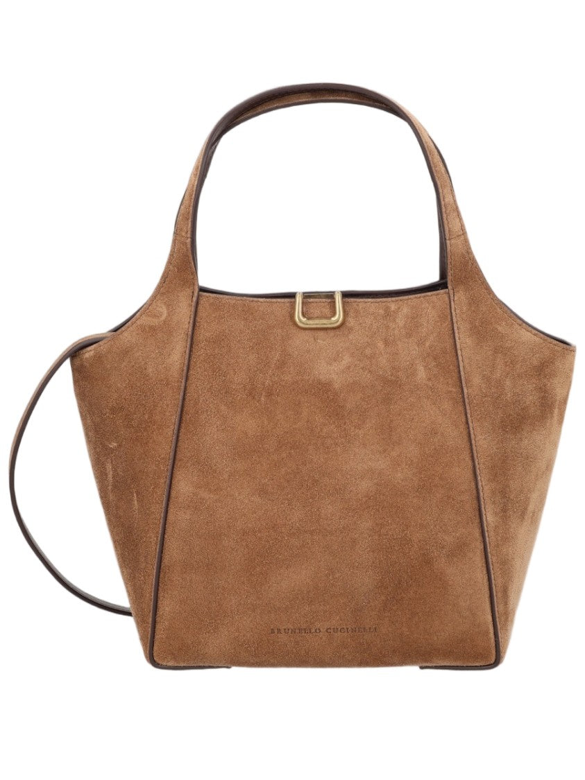 Brunello Cucinelli Structured Suede Bucket Handbag With Minimalist Design