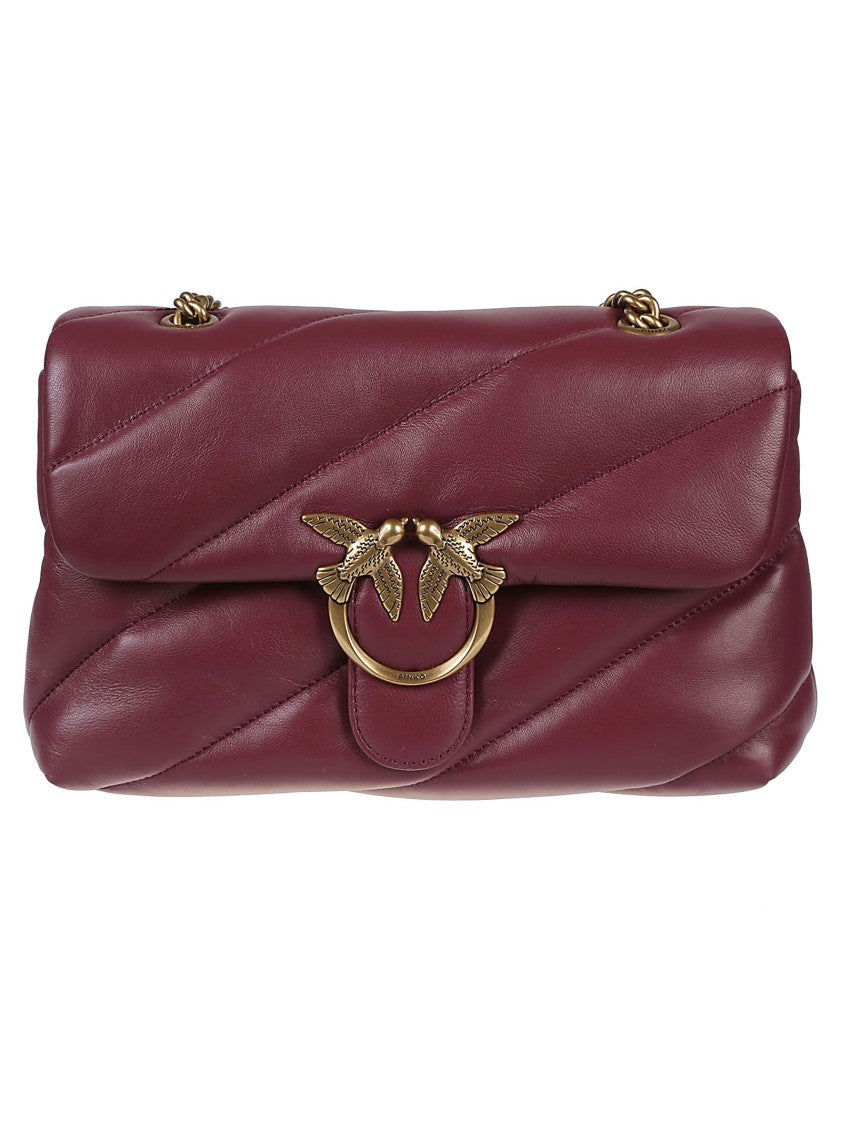 Pinko Burgundy Love Classic Puff Sheepskin Shoulder Bag