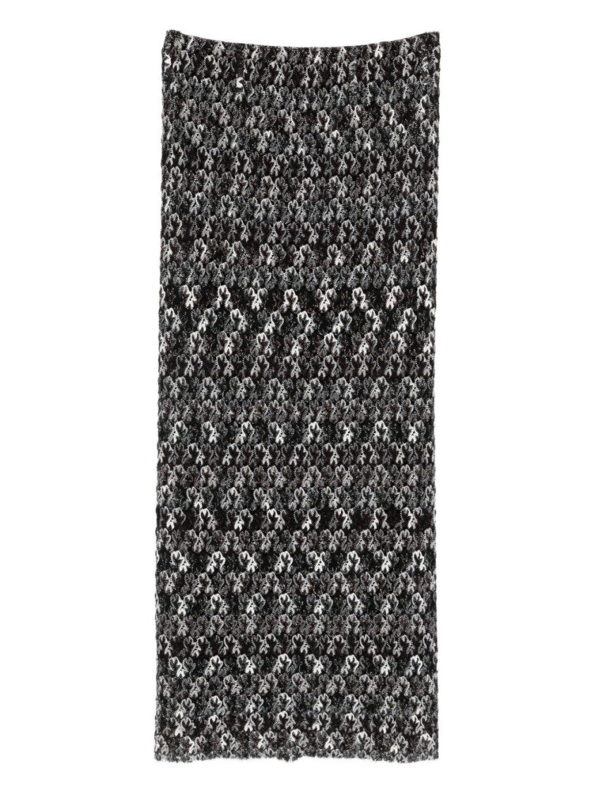 Missoni Maxi Skirt With Textured Floral Pattern In Brown And Black