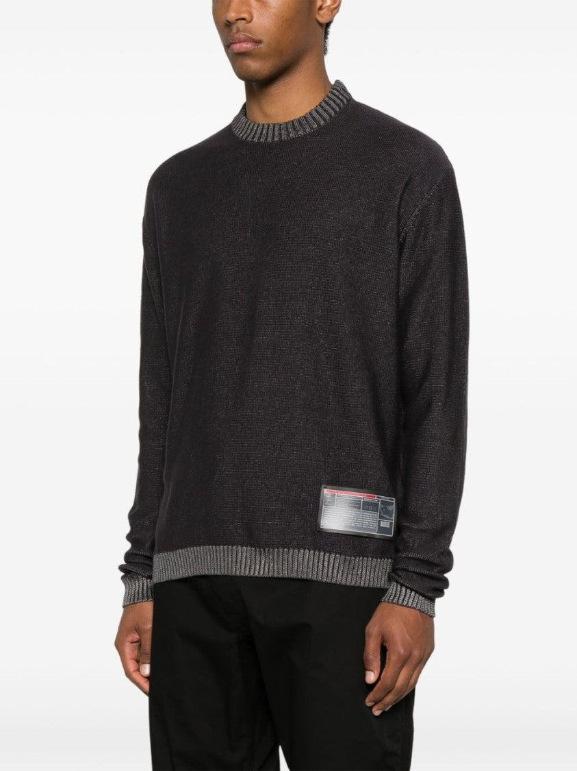 Gr10k Textured Dark Grey Crewneck Sweatshirt With Ribbed Details