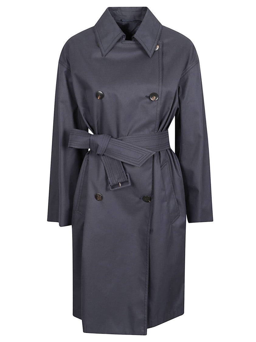 Max Mara Structured Double-Breasted Coat With Wide Collar And Belted Waist