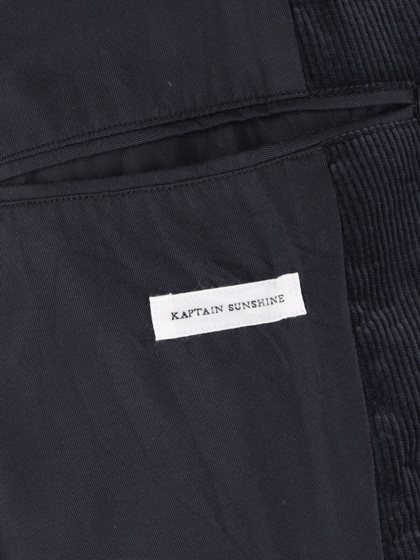 Kaptain Sunshine Black Single-Breasted Notch Lapel Corduroy Blazer