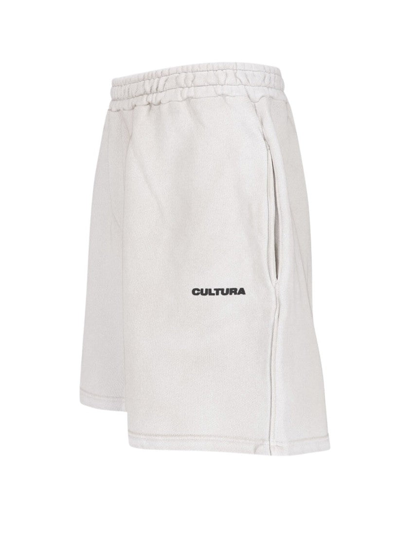 Cultura Relaxed-Fit White Shorts With Elastic Waistband