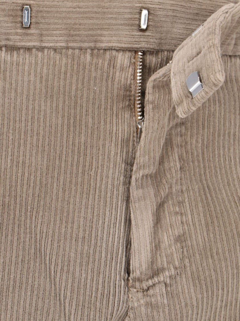 Pt Torino Beige Corduroy Trousers With Straight Fit
