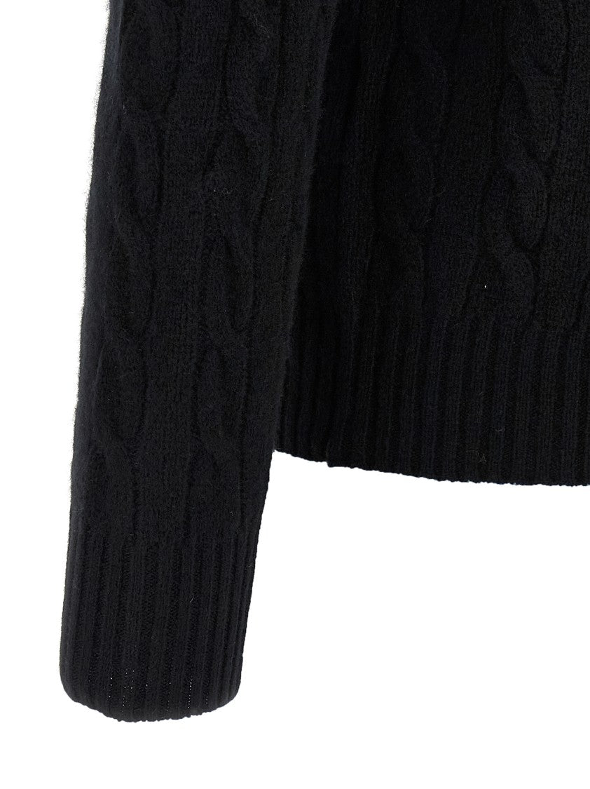 Polo Ralph Lauren Cashmere Blend Braided Sweater With Crew Neck And Embroidered Logo