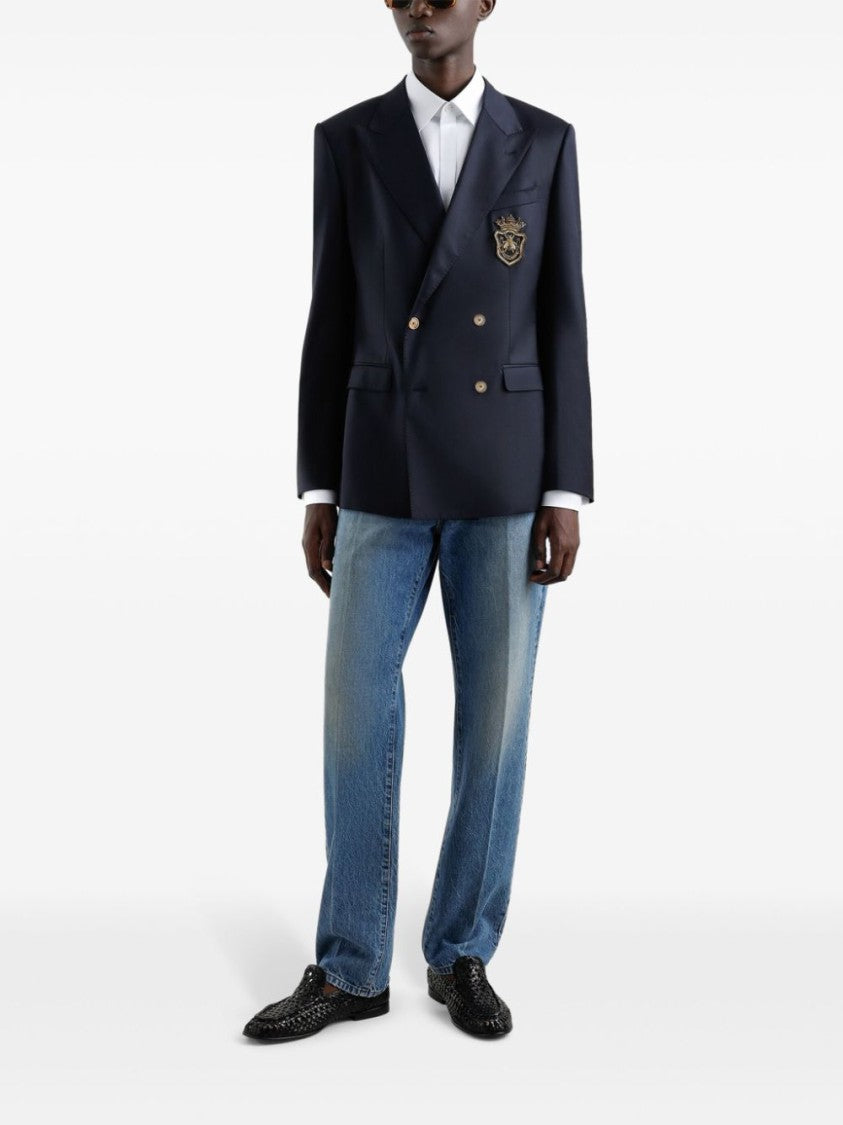 Dolce & Gabbana Navy Blue Double-Breasted Blazer