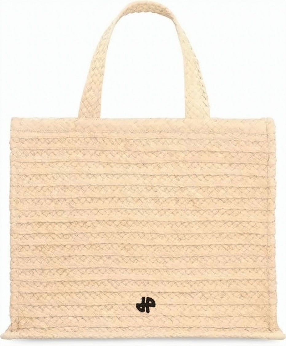 Patou Braided Raffia Tote Bag With Detachable Shoulder Strap