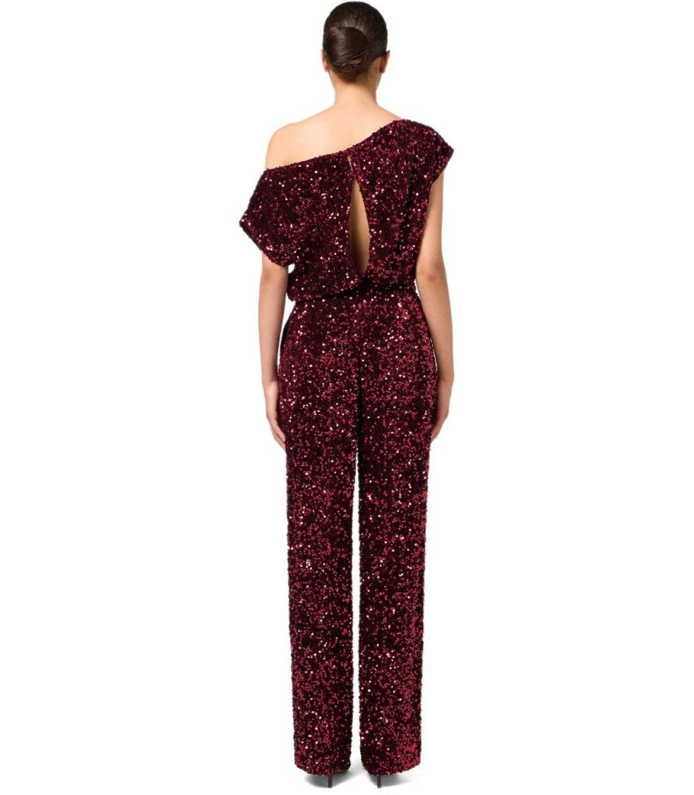 Elisabetta Franchi Rouge Noir Jumpsuit With Sequins
