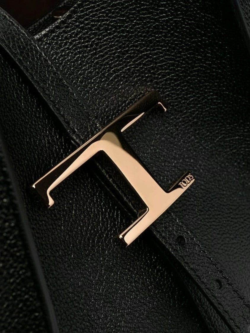 Tod's Textured Leather Structured Black Shoulder Bag