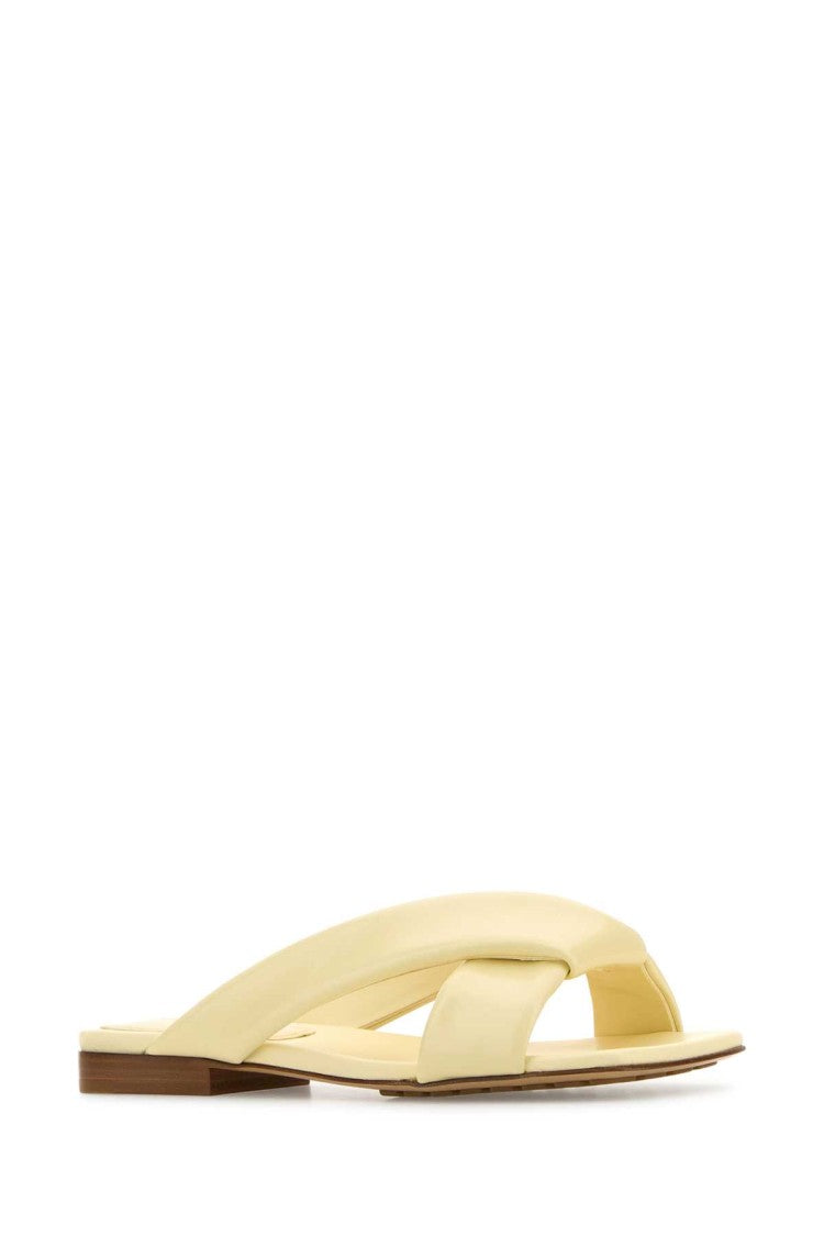Bottega Veneta Pastel Yellow Leather Riva Slippers