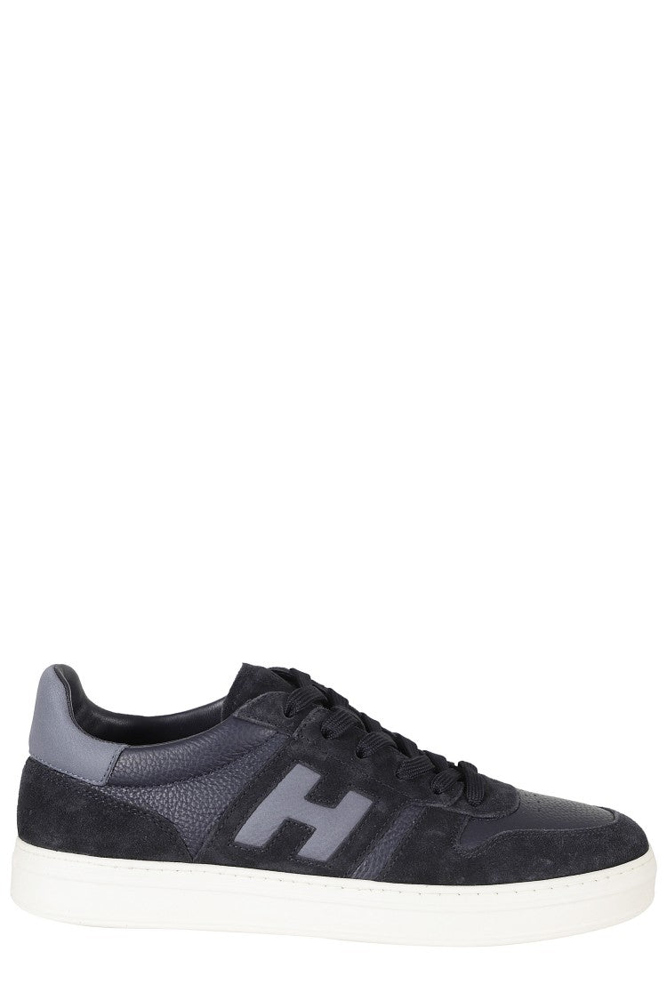 Hogan Blue H Tv Smooth Leather Suede Rubber Sole Sneakers