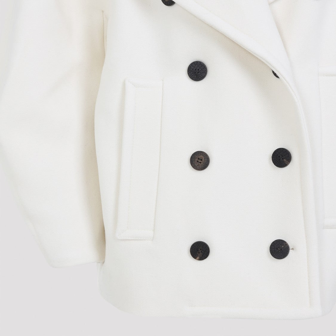 Jacquemus Le Caban Ovalo White Virgin Wool Coat