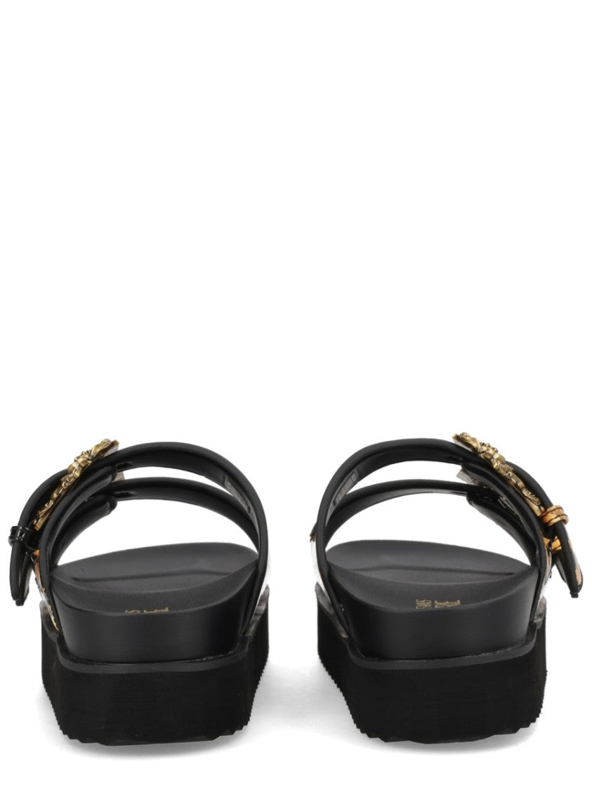 Versace Jeans Couture Arizona Baroque Pattern Golden Buckles Sandals