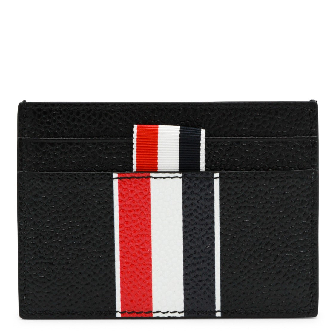 Thom Browne Black Tricolor Stripe Textured Leather Wallet
