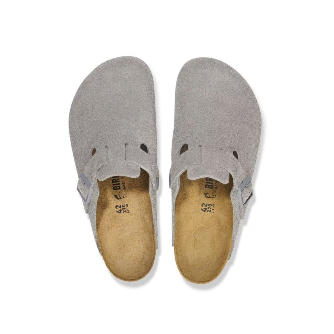 Birkenstock Grey Suede Clogs With Anatomical Footbed