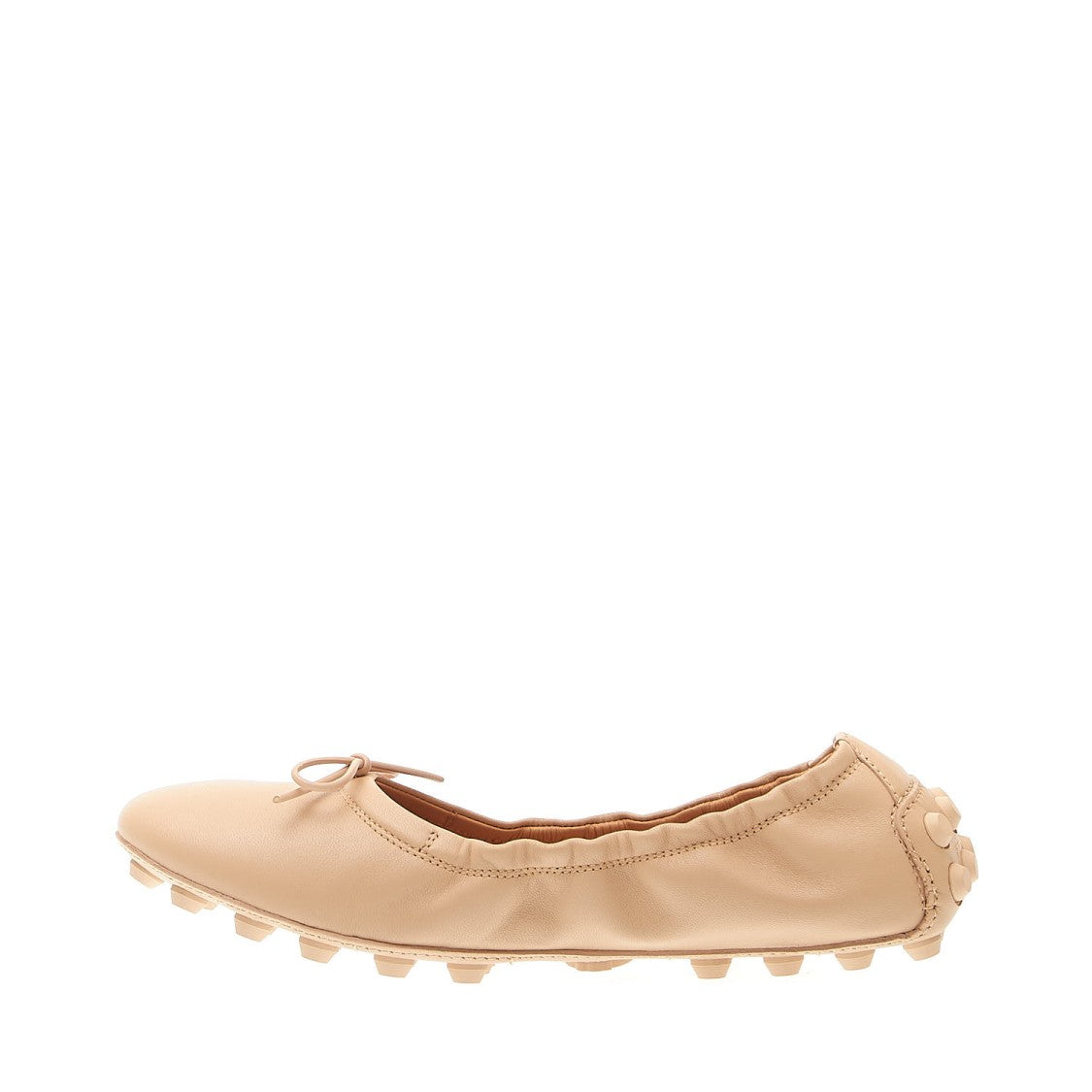Tod's Bubble Ballerina In Beige Leather