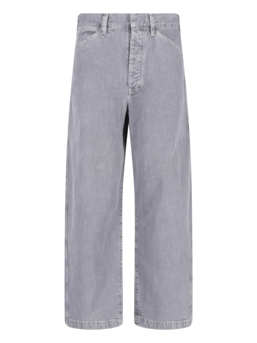 Lemaire Grey Vintage Wash Wide-Leg Cotton Trousers