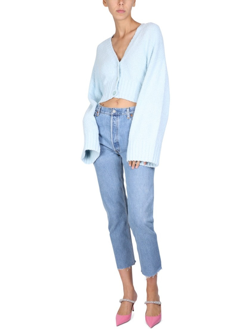 Re/Done Light Blue Cropped Straight-Leg Denim Jeans