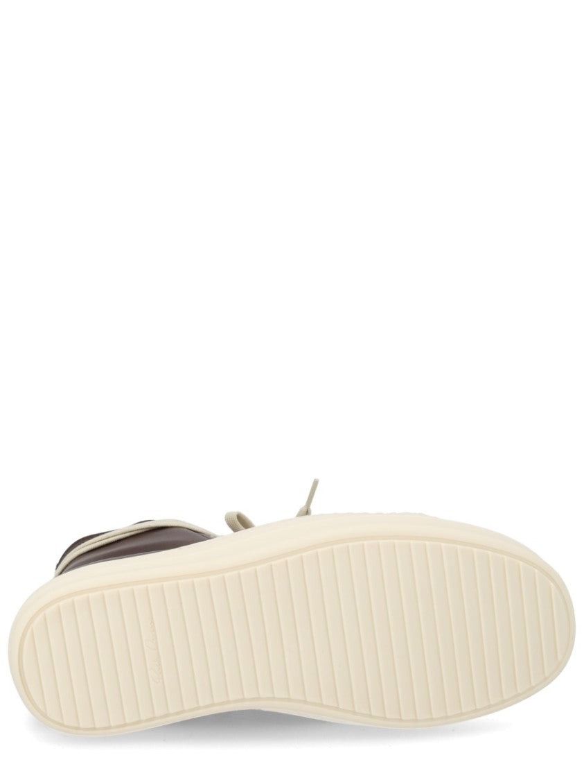 Rick Owens Brown High-Top White Sole Sneakers