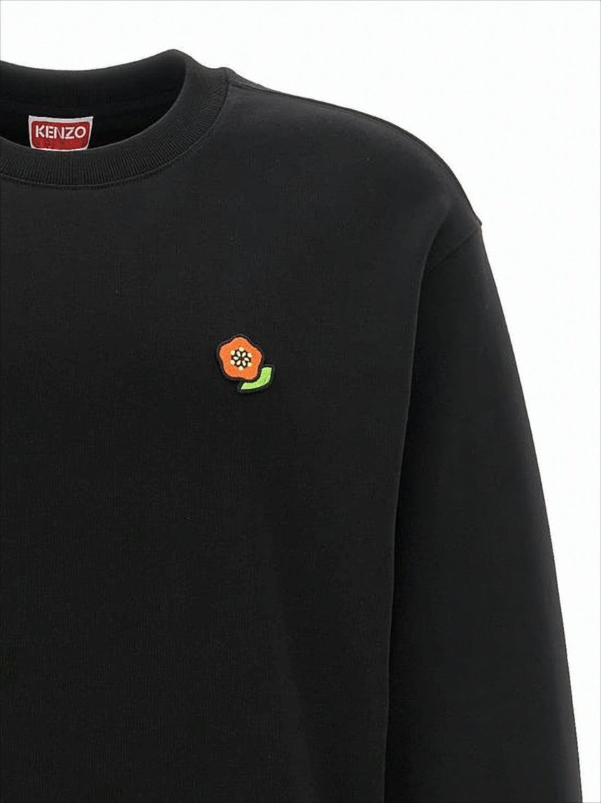 Kenzo Black Long-Sleeve Sweatshirt With Embroidered Floral Detail