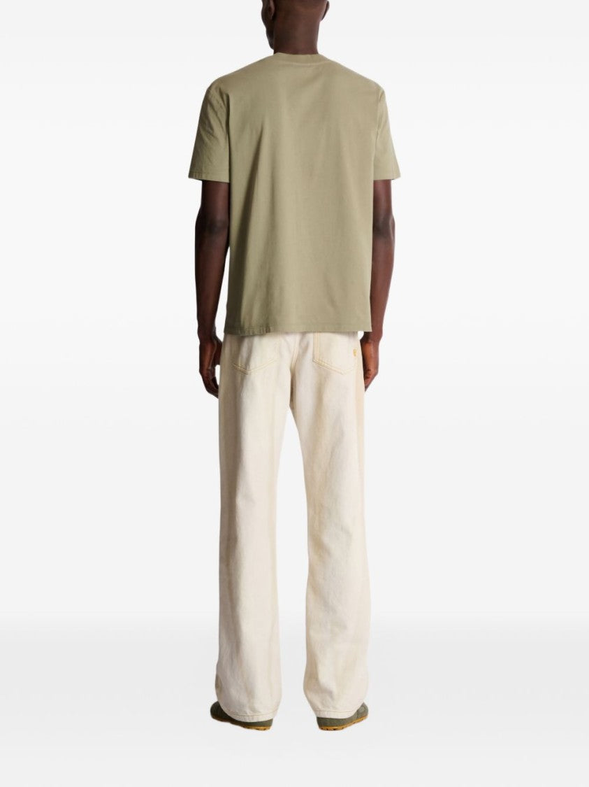 Balmain Muted Green Relaxed Tropical Print T-Shirt
