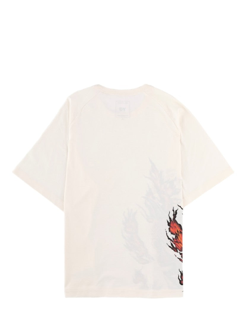 Y-3 Graphic Print Off-White Cotton T-Shirt