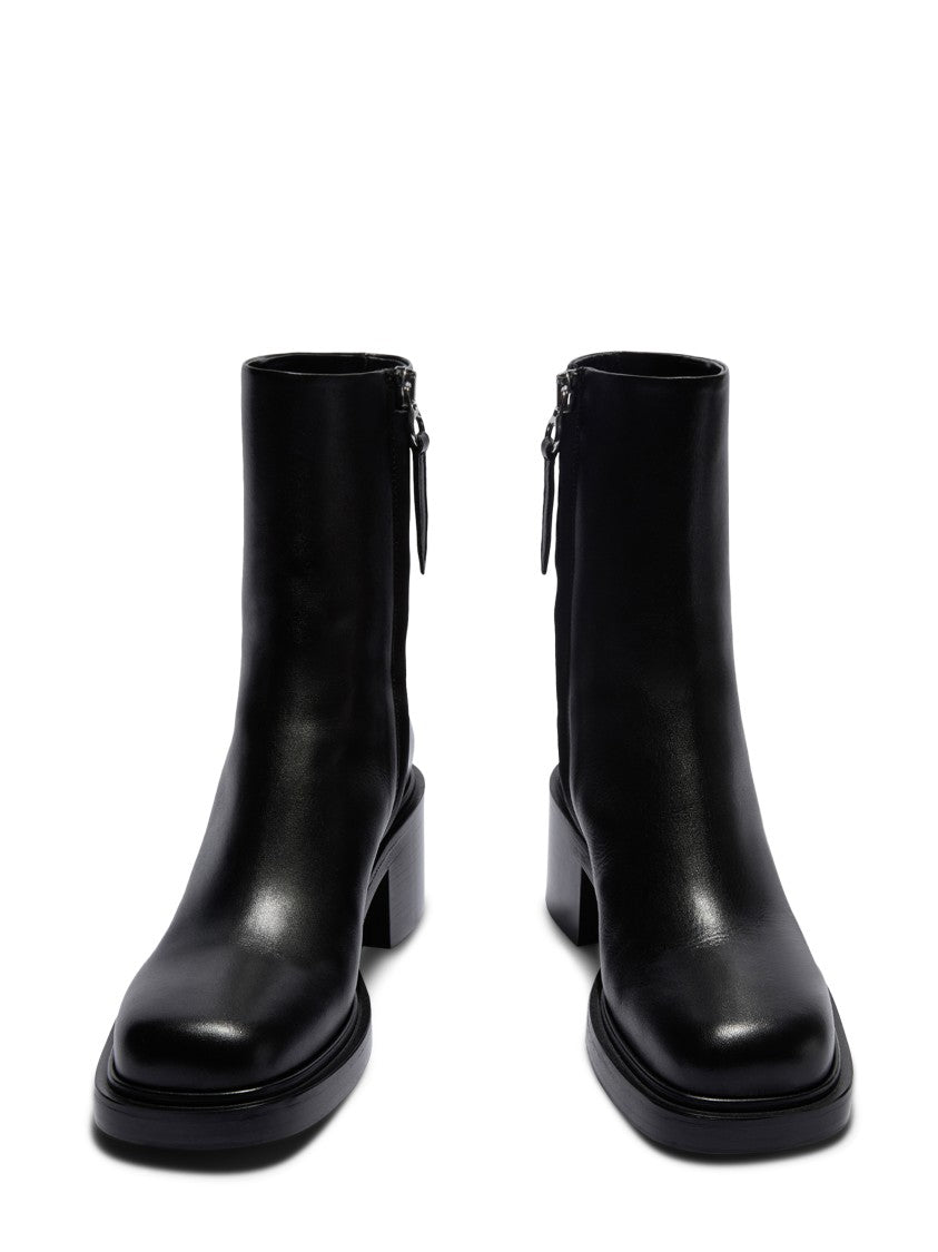 Aeydē Minimalist Black Calf Leather Boots With Square Toe