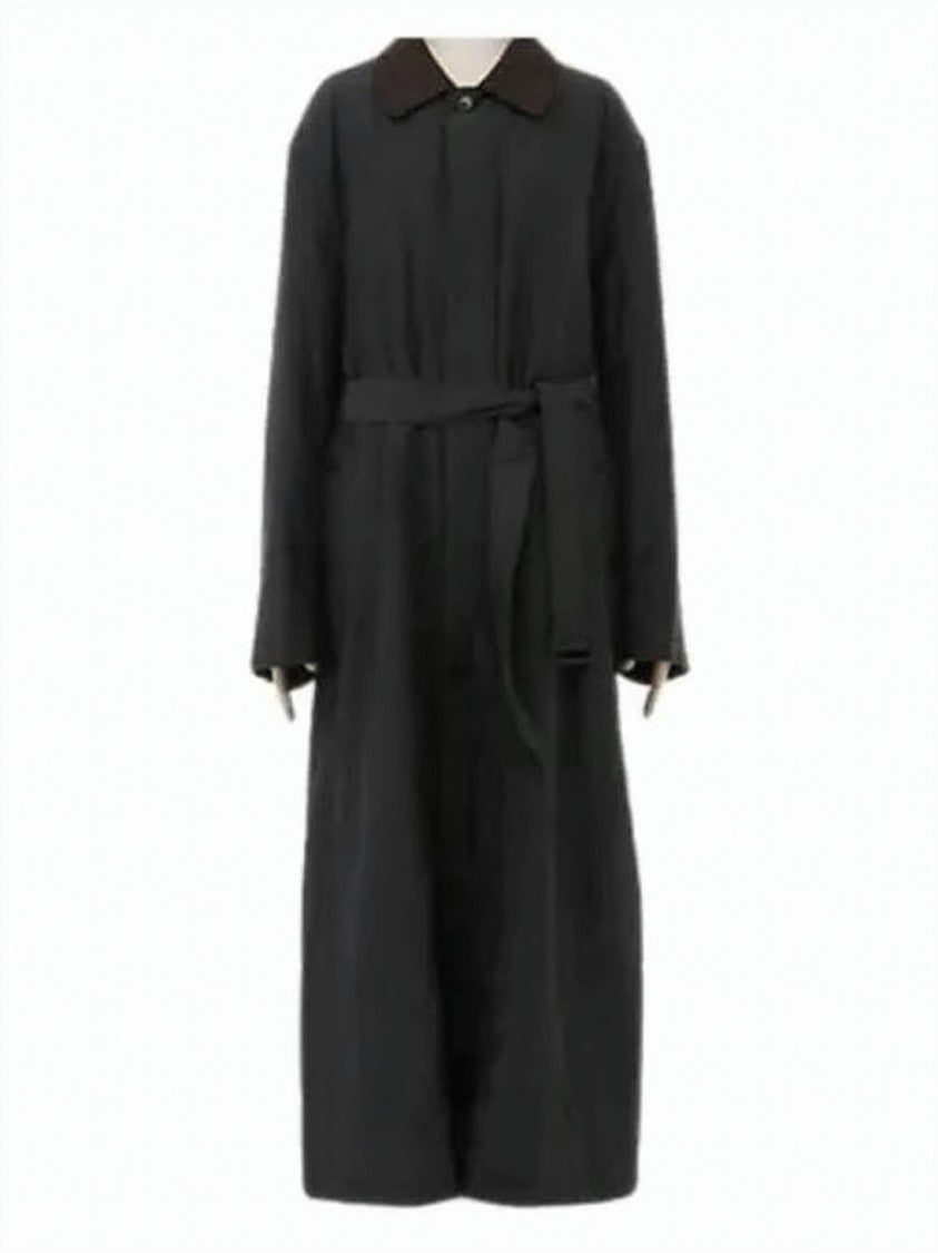 Auralee Long Belted Black Coat