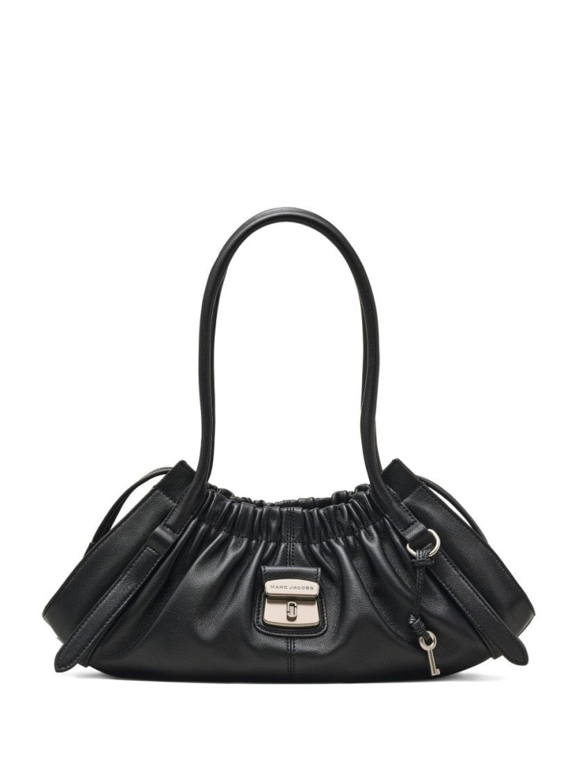 Marc Jacobs Elongated Black Leather Bag With Zip Closure And Lock Detail