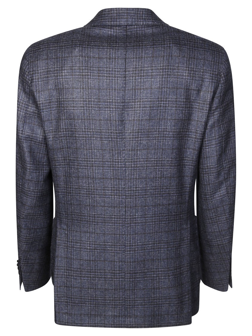 Santaniello Two-Button Blazer With Subtle Checkered Pattern