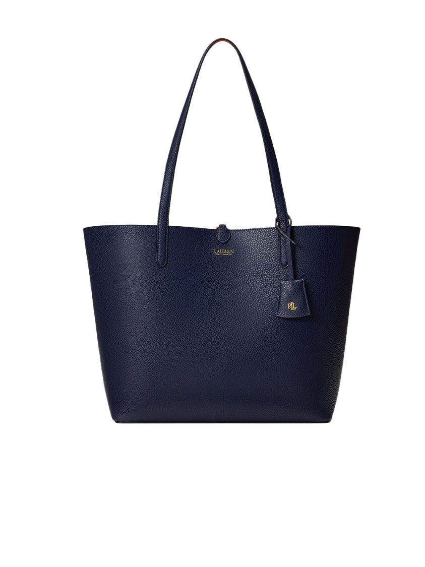 Lauren Ralph Lauren Navy Blue Reversible Polyurethane Tote Bag