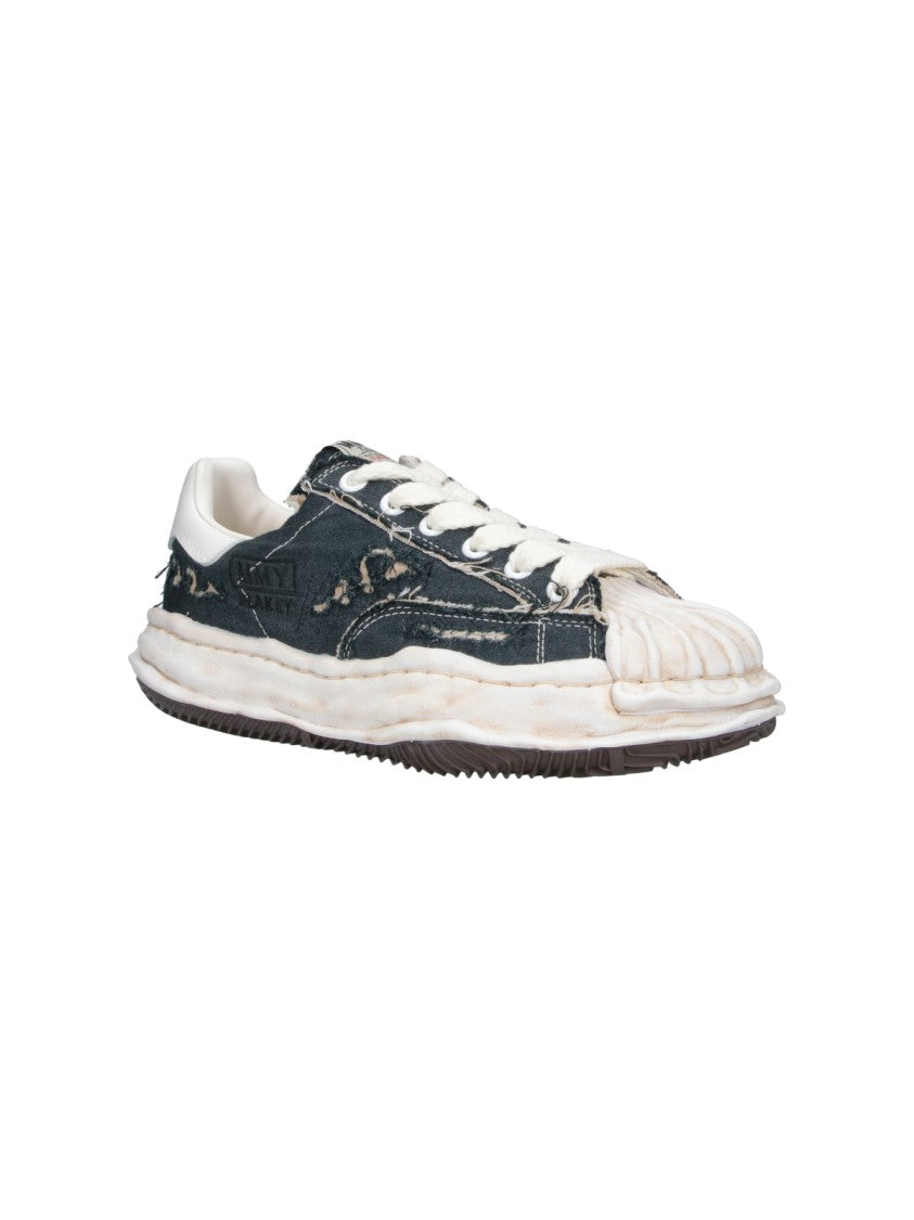 Maison Mihara Yasuhiro Black Blakey Distressed Cotton Rugged Sneakers