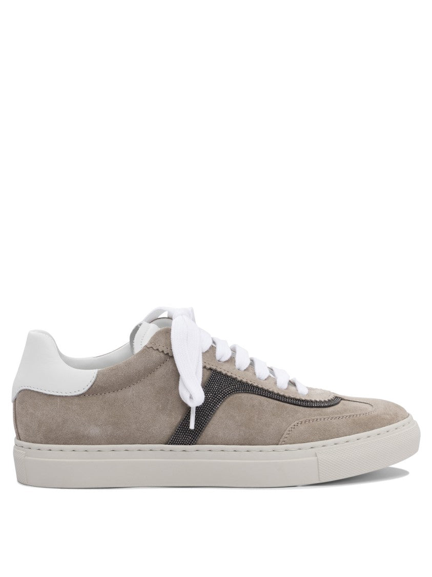 Brunello Cucinelli Calf Leather And Suede Sneakers