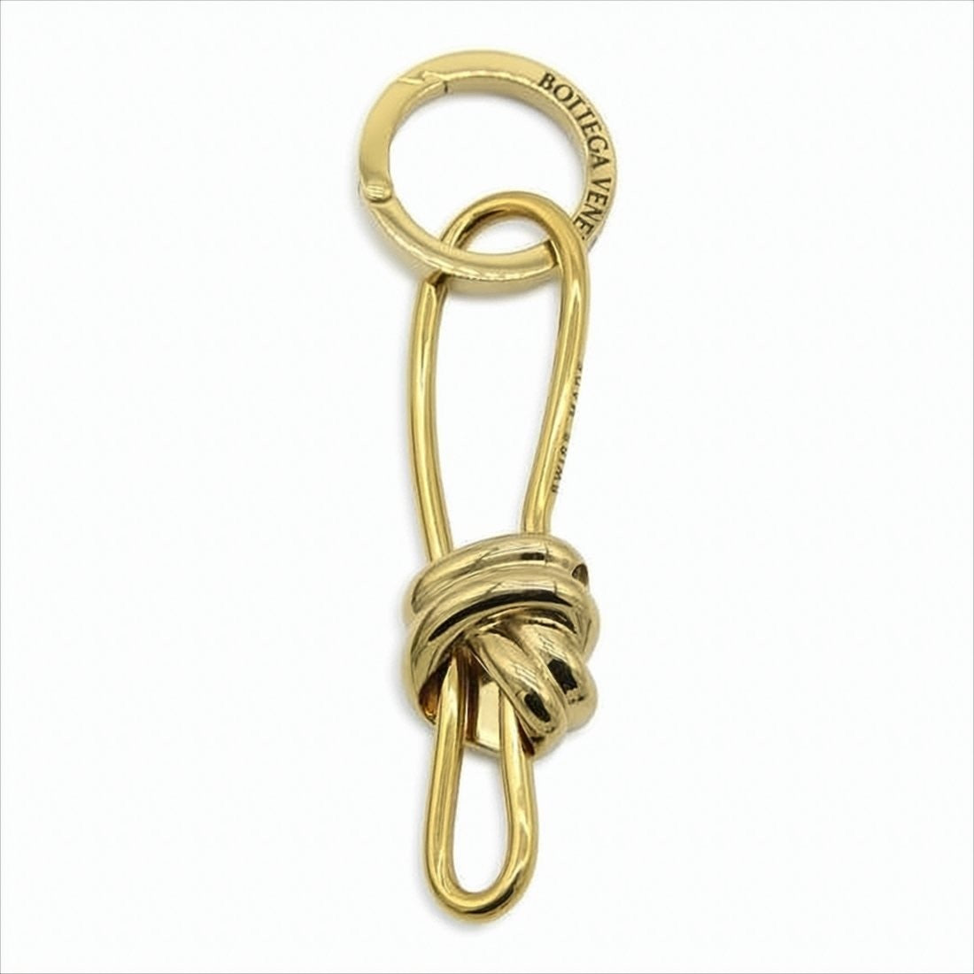 Bottega Veneta Polished Metal Keyring With Loop Design