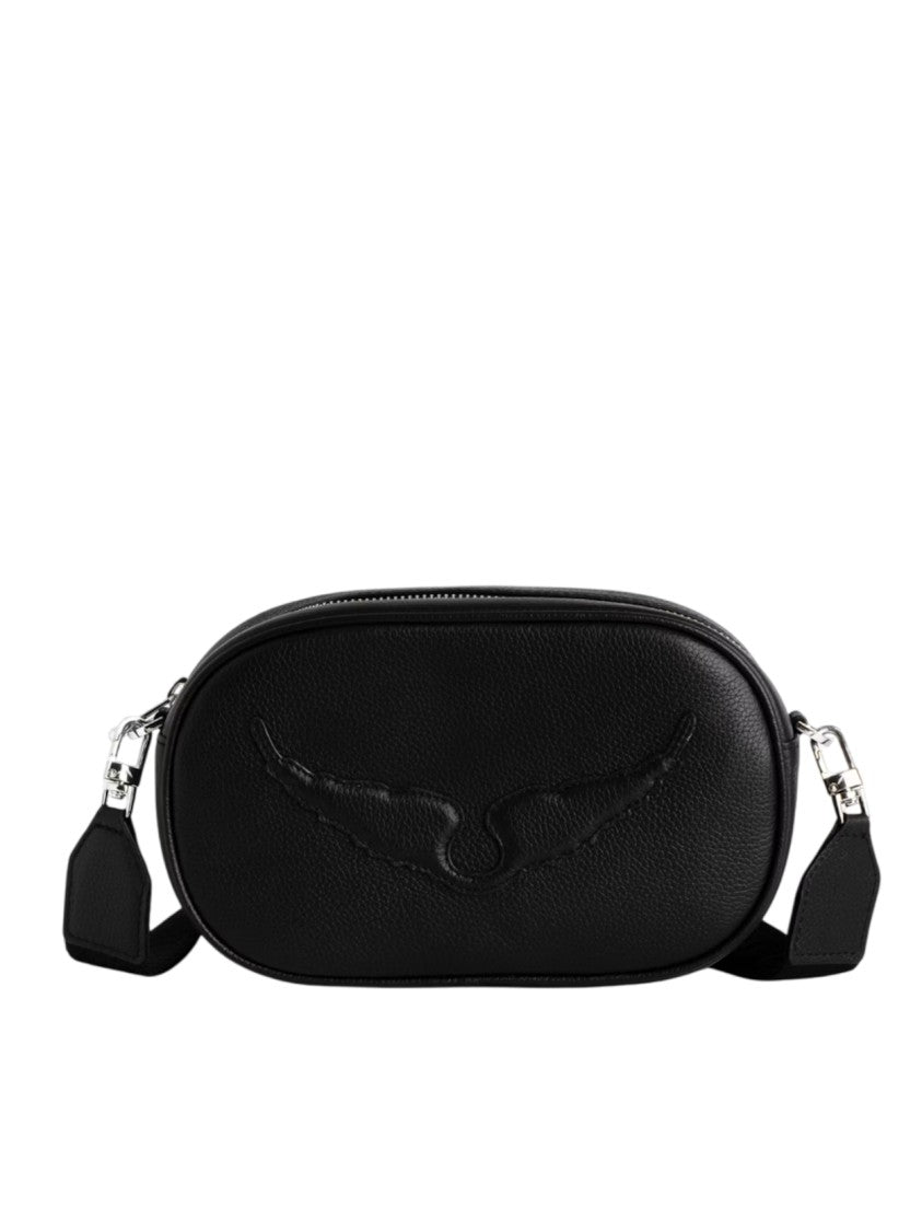 Zadig & Voltaire Oval-Shaped Black Leather Crossbody Bag