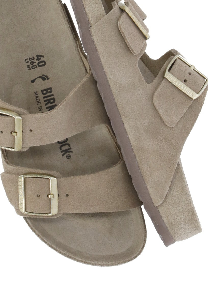 Birkenstock Taupe Arizona Bs Buckle Suede Sandals