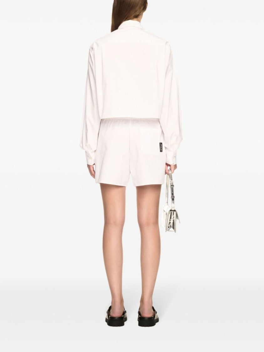 Off-White Thigh-Length White Shorts With Elasticated Waistband And Minimalist Design