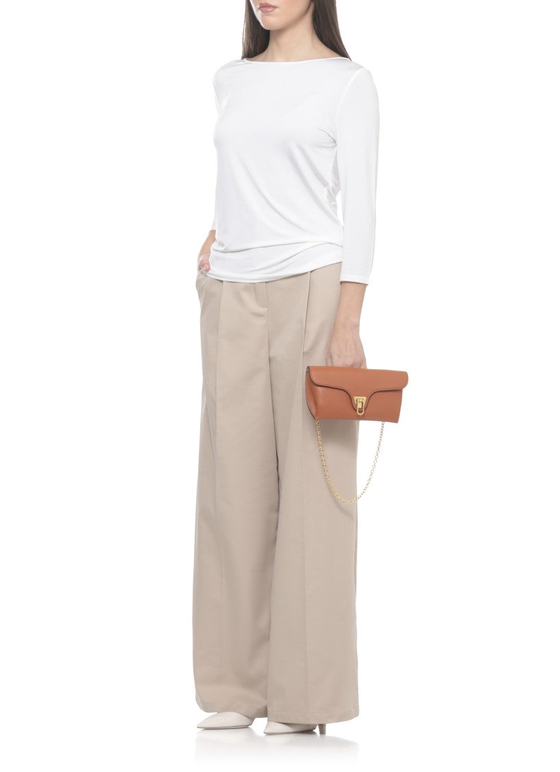 Coccinelle Structured Medium Shoulder Bag With Pebbled Leather Finish