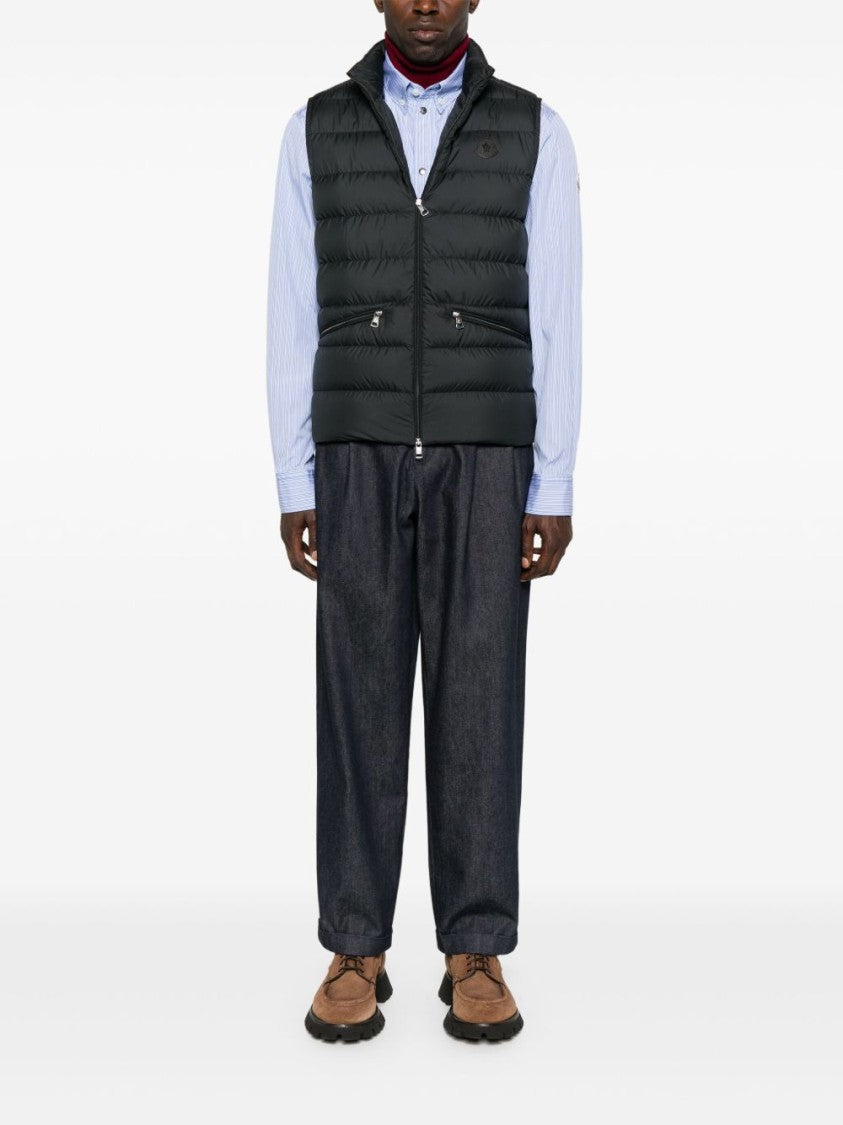 Moncler Quilted Sleeveless Zip Pocket High Collar Jacket
