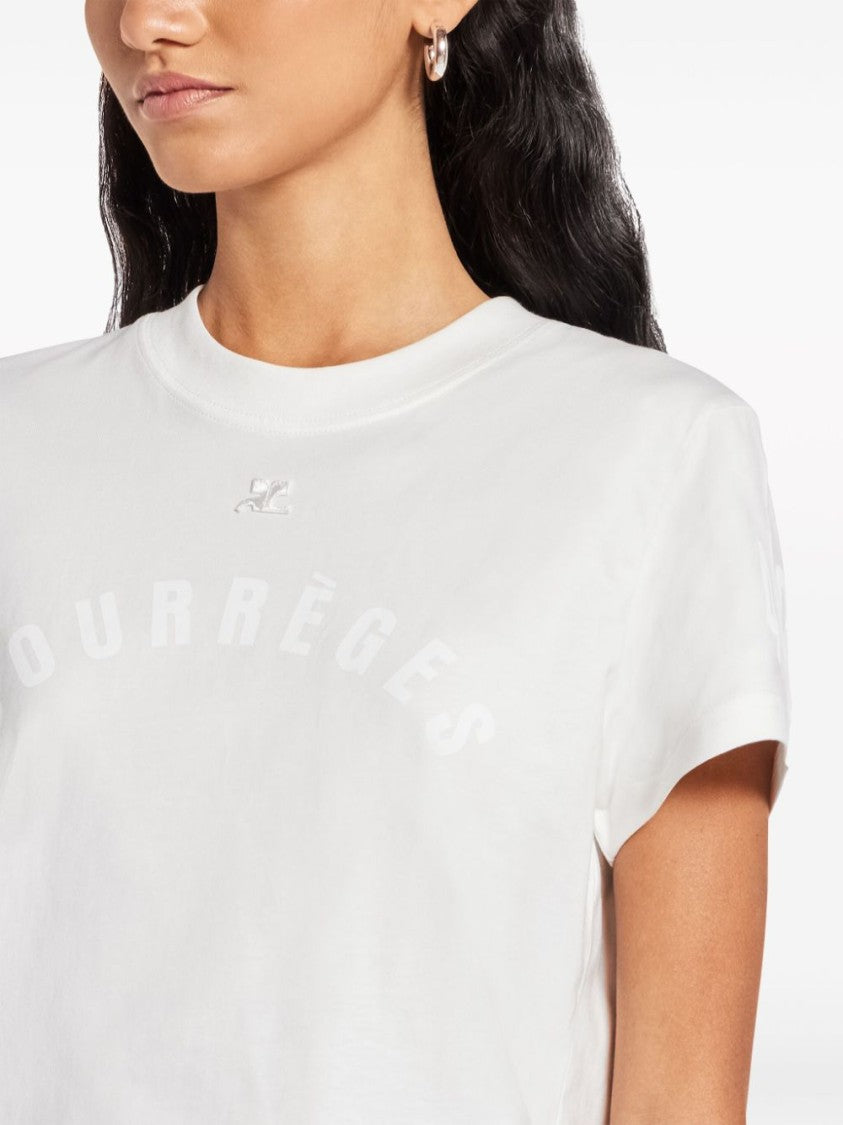 Courrèges Logo-Print Cotton T-Shirt With Iconic Branding