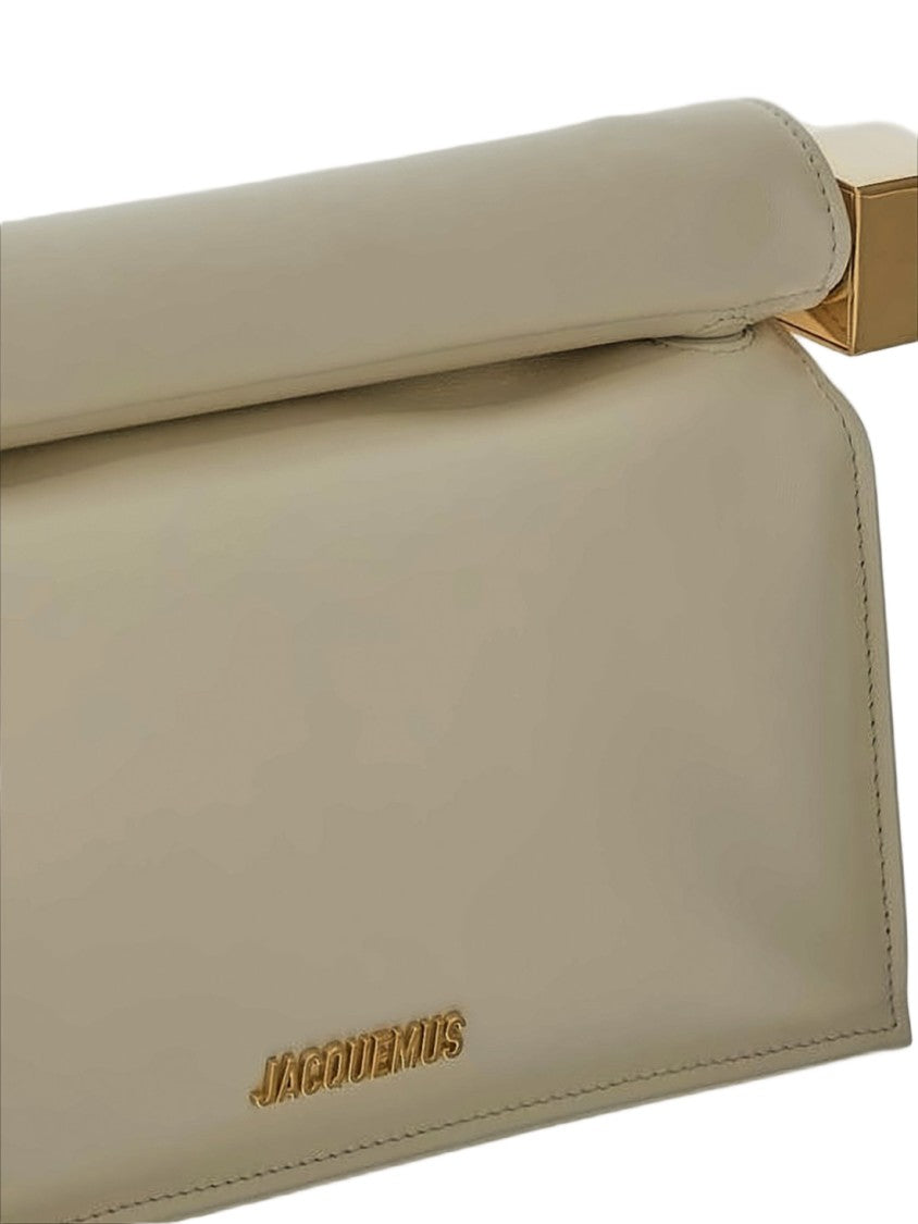 Jacquemus Rectangular Leather Clutch With Sculptural Closure