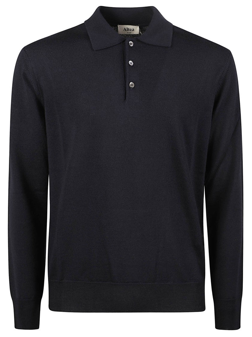 Altea Polo Neck Button-Placket Virgin Wool Sweater