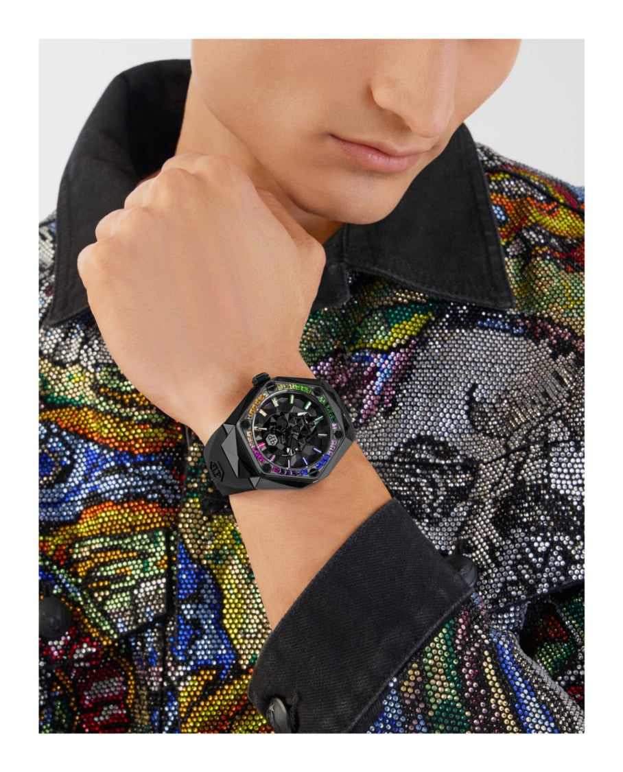 Philipp Plein Kull Spikes Crystal-Encrusted Black Watch
