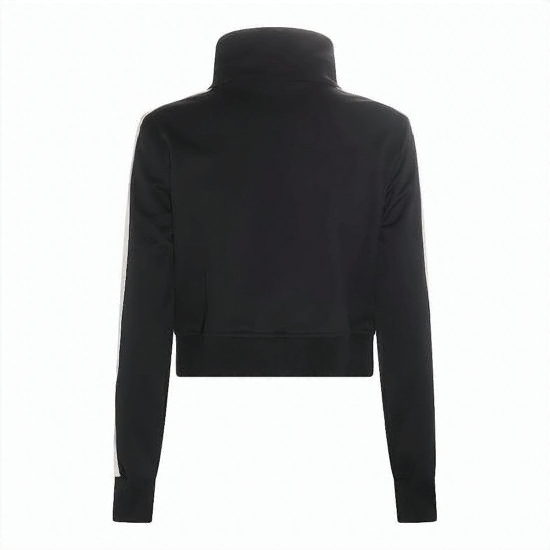 Palm Angels Cropped Black Jacket With High Stand Collar
