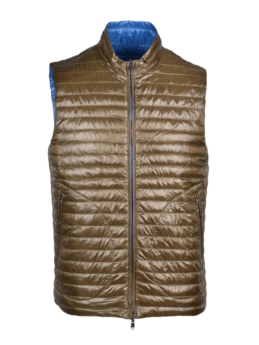 Herno Green/Lightblue Polyamide Down Centogrammi Reversible Vest