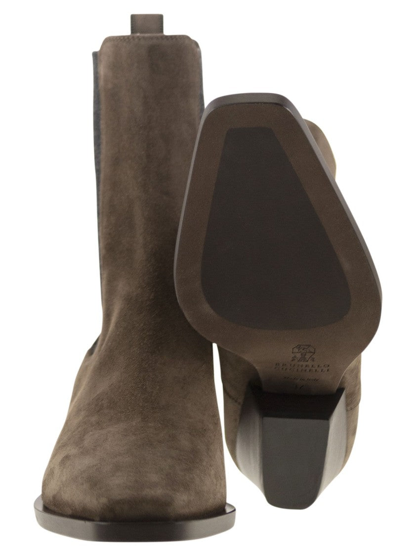 Brunello Cucinelli Texan Suede Ankle Boot